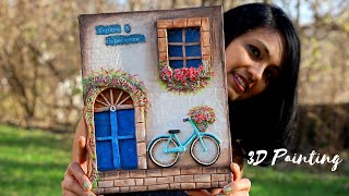 3d Mural/Italian blue door/3d painting tutorial/Clay mural/CreativeCat/art and craft/Cardboard craft