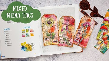 Mixed Media Tags with Tissue Background - Project from my Book