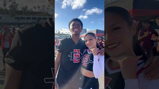 all smiles on game day!! #sdsucheer #cheer #goaztecs #aztecfootball #gameday #collegecheer