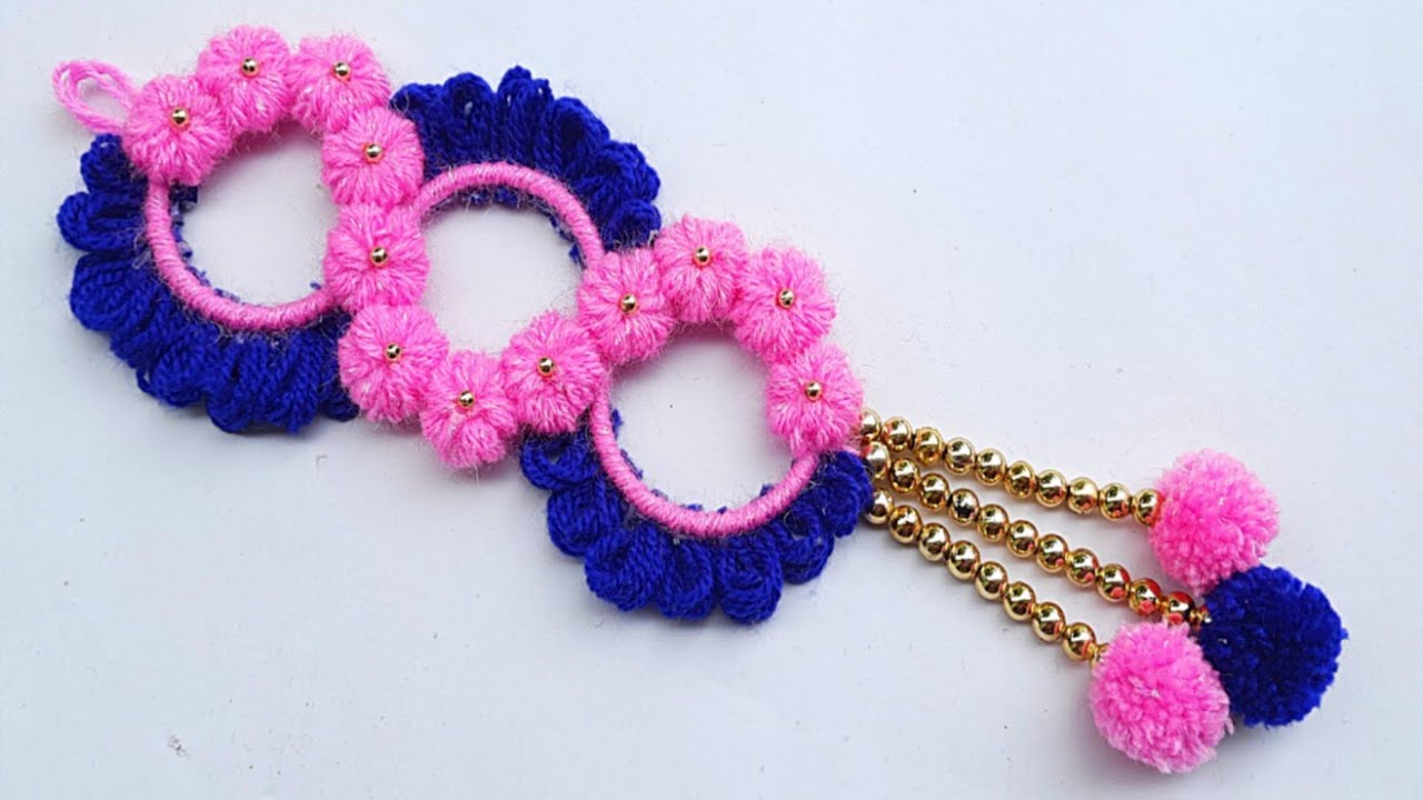 DIY EASY BANGLES WALL HANGING CRAFT IDEA/WOOLEN ART AND CRAFT/FLOWER DOOR HANGING YouTube