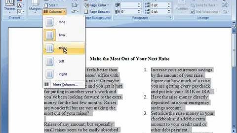 Create Columns in Word 2007