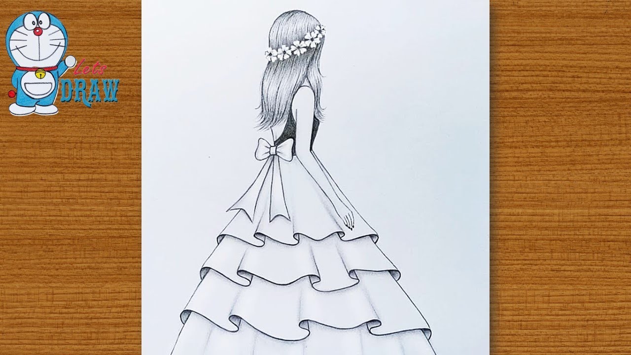 pics Backside Dress Backside Back Easy Sketches Of Girls easy back side drawing of a girl how to sketch a girl with beautiful dress pencil drawing
