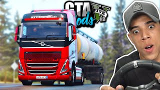 TRABALHANDO DE CAMINHONEIRO NO GTA 5 e COM VOLANTE! ( INCRÍVEL )