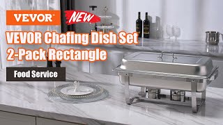 VEVOR 2-Pack Rectangle Chafing Dish Set 2 Full-Size 8Qt Pan 4 Half-Size 4Qt Pans screenshot 3