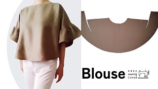 【1m】簡単な円形ブラウスの作り方・リネンブラウス・簡単ソーイング・What a very nice circular blouse! ・Circular top・ Linen blouse