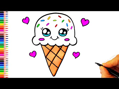 Çok Kolay!!! Dondurma Çizimi 🍦 Sevimli Dondurma Çizimi - Dondurma Nasıl Çizilir? Dondurma Çizimleri