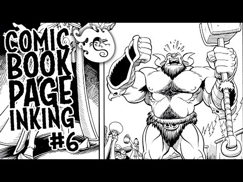 Comic Book Inking #6 - Bad Giant Hunters - Time Lapse Drawing
