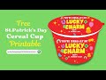 Free DIY St. Patricks Day Cereal Cup Printable|Custom Party Favors| Cereal Cup Template