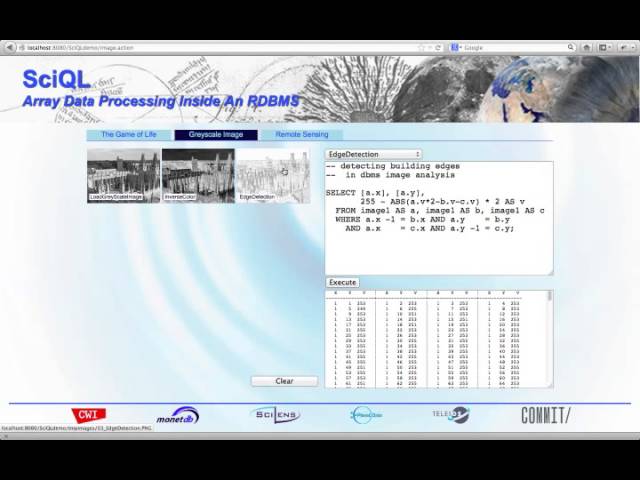 Image Processing Using MonetDB/SciQL