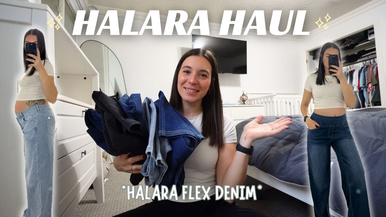 Примерка джинсов HALARA | джинсы с высокой и низкой талией, подходят для беременных, гибкая джинс...