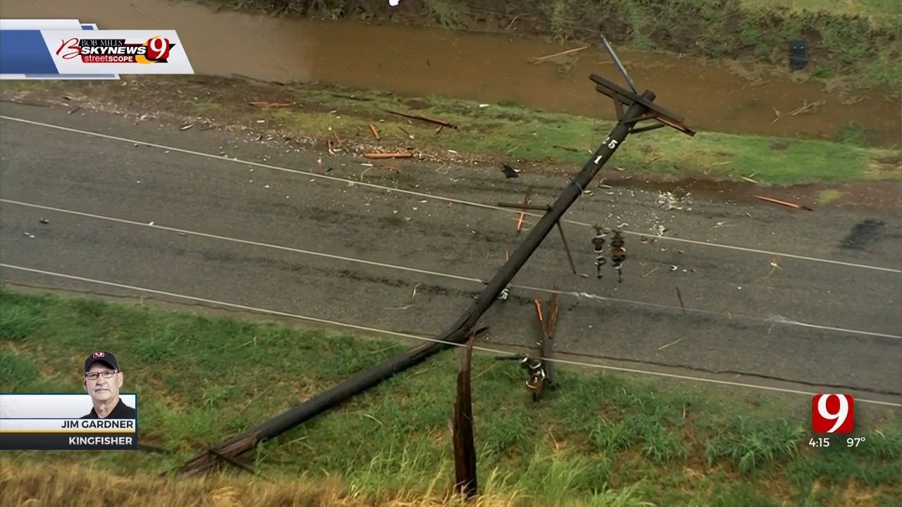 WATCH: Winds Knock Down Power Lines, Trees In Kingfisher - YouTube