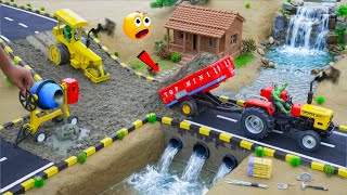 DIY Mini Tractor, Concrete Mixer & Road Roller Build Concrete Road | Science Project | @topminigear screenshot 4
