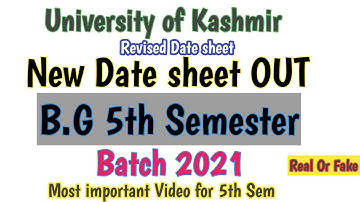 New Revised Date Sheet 5th Semester Regular (Batch 2021) Kashmir university Brainwaves Academy