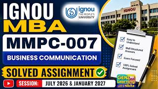 MMPC 007 Solved Assignment July 2026 | IGNOU MBA 1st Sem | Assignment Solutions!