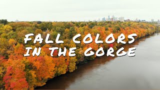 Mississippi River Gorge Fall Colors Flyby - Minneapolis Riverfront Drone Footage