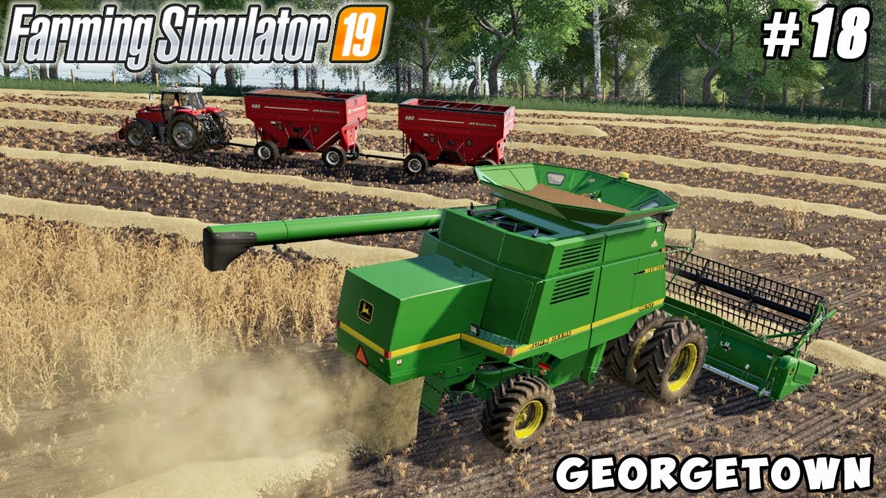 Fertilizer with sprayer MASSEY FERGUSON 9030, harvesting barley | Georgetown | FS 19 | Timelapse #18