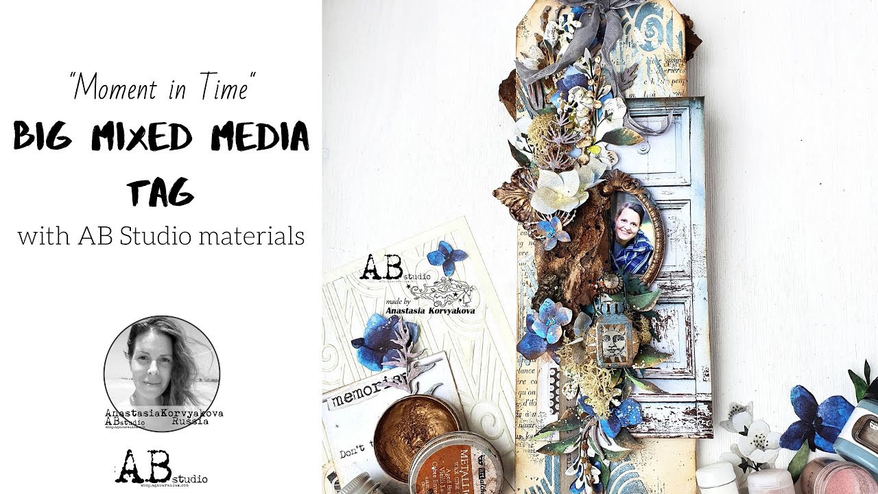 Big mixed media tag tutorial with AB Studio materials - YouTube