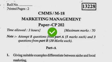2018 Kuk MBA 2nd Sem Marketing Management Question Paper
