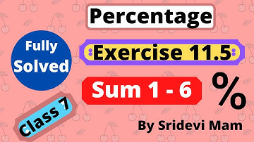 RD Sharma class 7 ex 11.5 fully solved sum 1-6 chapter 11 percentage solution  in english