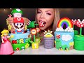 ASMR EDIBLE SUPER MARIO PARTY, FIRE FLOWER CAKE POP, EDIBLE BOWSER, PIRANHA PLANT MUKBANG