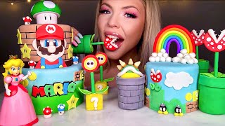 ASMR EDIBLE SUPER MARIO PARTY, FIRE FLOWER CAKE POP, EDIBLE BOWSER, PIRANHA PLANT MUKBANG