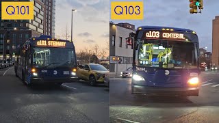 (QBR UPDATE) Q101/Q103 buses at the new Hunters Point terminal!