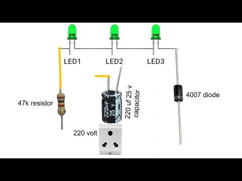 led blinking simple trick use to 4007 diode 47k resistor and 220 uf 25 volt capacitor