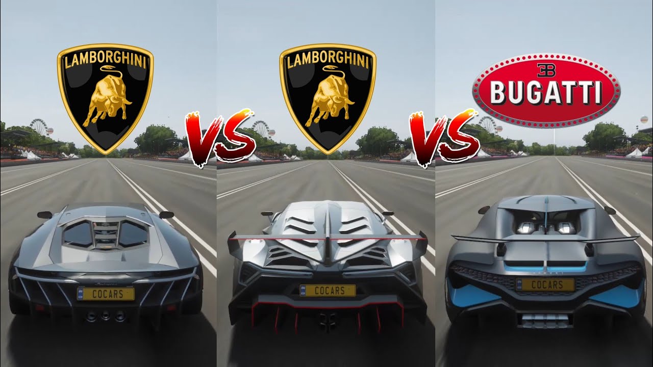 Forza Horizon 4: Bugatti Divo vs. Lamborghini Veneno vs. Lamborghini  Centenario Drag Race - YouTube