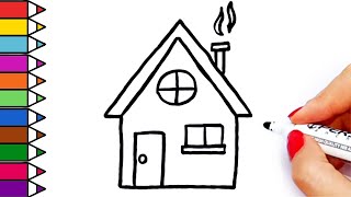 how to draw a house easily | drawing a cute house