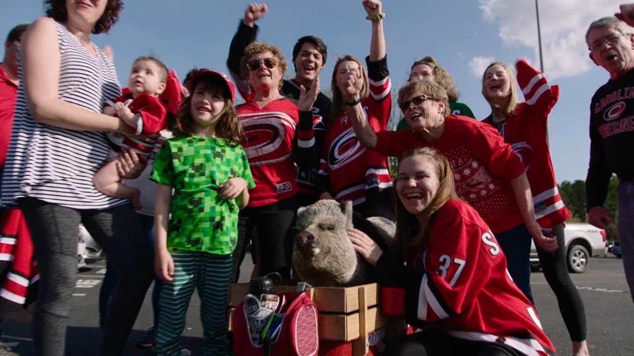 Game day with Hamilton the pig, unofficial Carolina Hurricanes