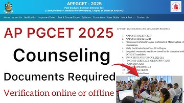 AP PGCET 2025 COUNSELING DOCUMENTS REQUIRED | AP PGCET COUNSELING VERIFICATION 2025
