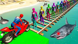 GTA V Shark Racing Challenge Super Stunts For Motorcycles With Superheroes