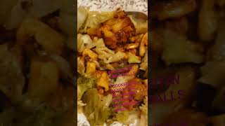 #DINNERISSERVED YA'LL! LEFT OVA #BAKEDZITIWITMEATBALLS & #COOKED CABBAGE & #ICEDTEA