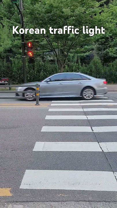 Korean traffic light sign shows how many seconds are left to cross the roadsl