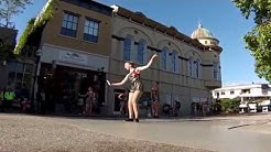 Tap dancing in the street.