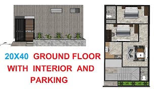 20X40 House Plan 3D Animation Ground Floor Plan Interior And Bike Parking