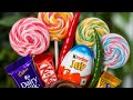 Satisfying Video Asmr Unboxing GIANT Sweets Chocolate and Rainbow Lollipops with Candy Cutting Asmr.