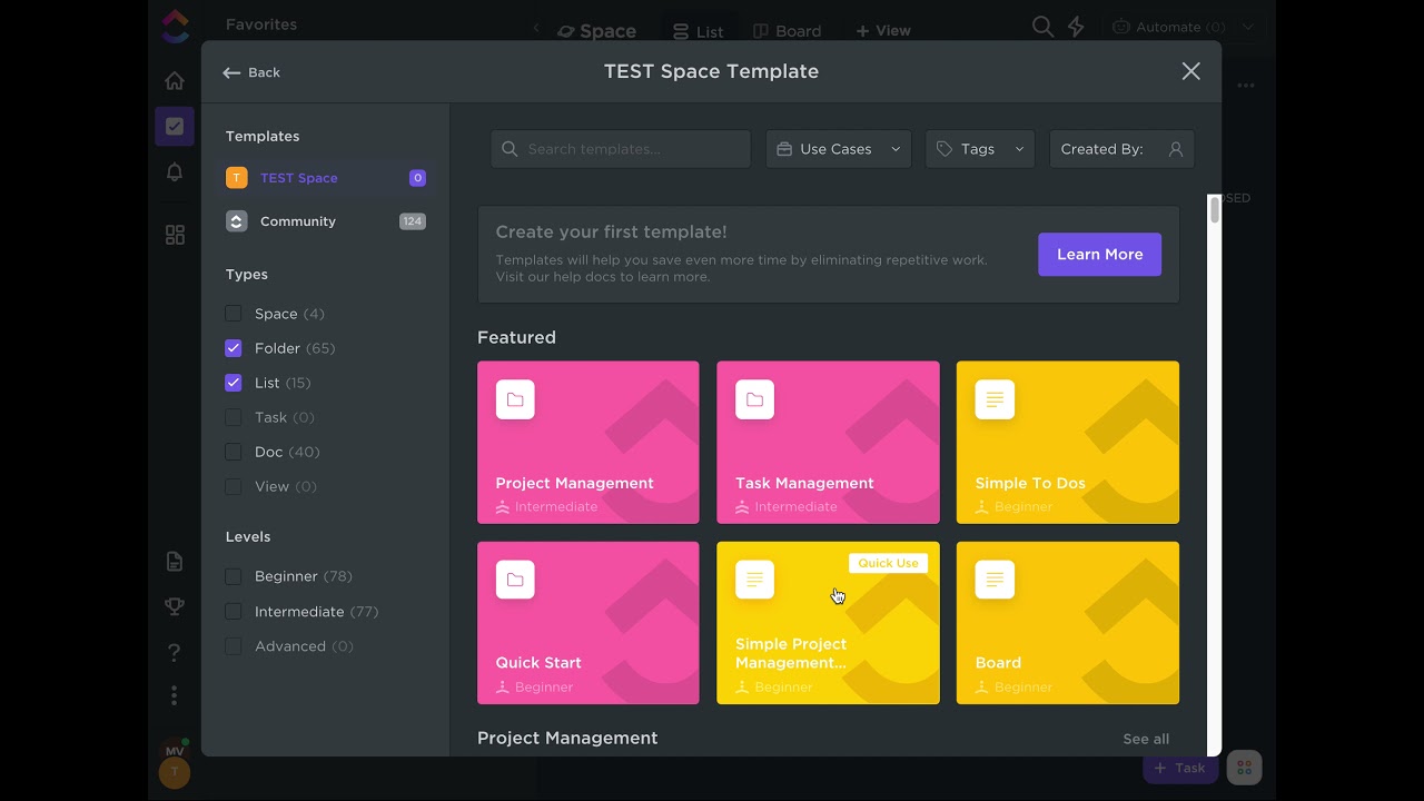 ClickUp UI: Creating Spaces with Folder Templates? - YouTube