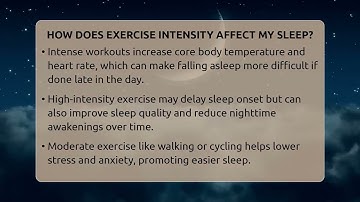 How Does Exercise Intensity Affect My Sleep? - Sleep Wellness Workshop