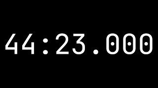 Countdown timer 44 minutes, 23 seconds [44:23.000] - White on black with milliseconds