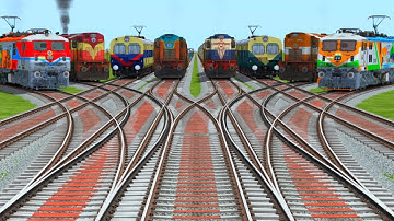 8️⃣ TRAINS CROSSING AT CURVE BRANCHES RAILROAD TRACKS | train videos indian railways | Wap-7 horn