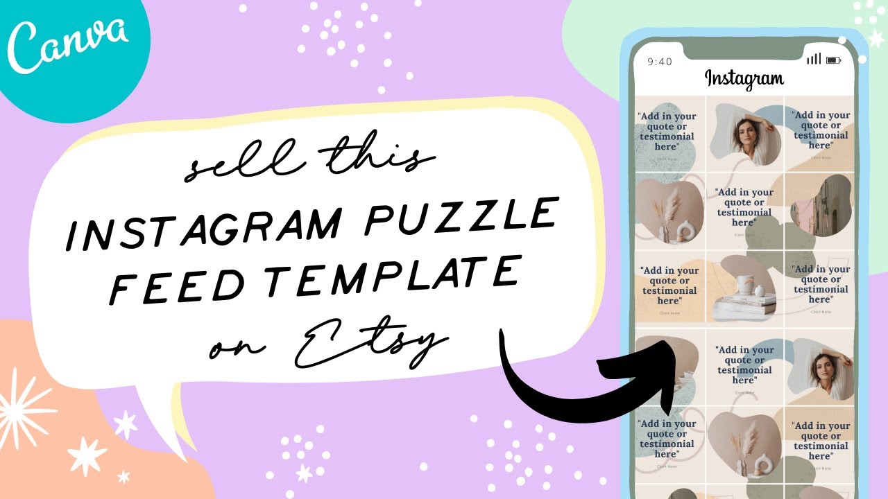 Make money on Etsy selling Instagram Puzzle Feed Canva Templates - YouTube