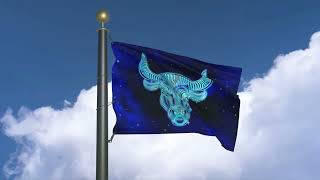 Flag of Taurus (Born April 20–May 20) - Zodiac Sign waving in the wind