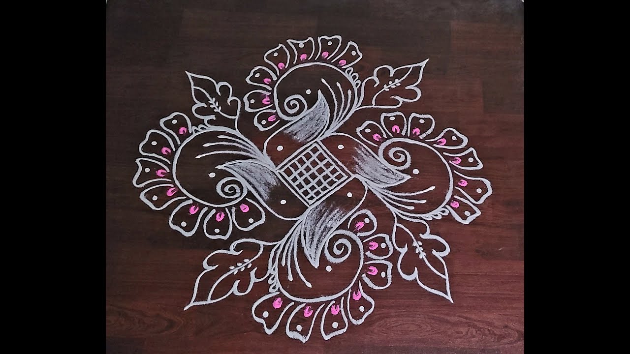 Sunday special rangoli | daily rangoli | flower rangoli 🌹🌿🌹 - YouTube