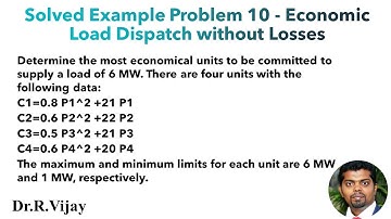 Solved Example Problem 10 - Economic Load Dispatch without Losses #psoc
