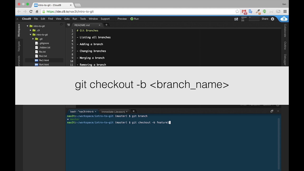 Git checkout New Branch. Git add. Git checkout <Branch_name>. Git Workspace.