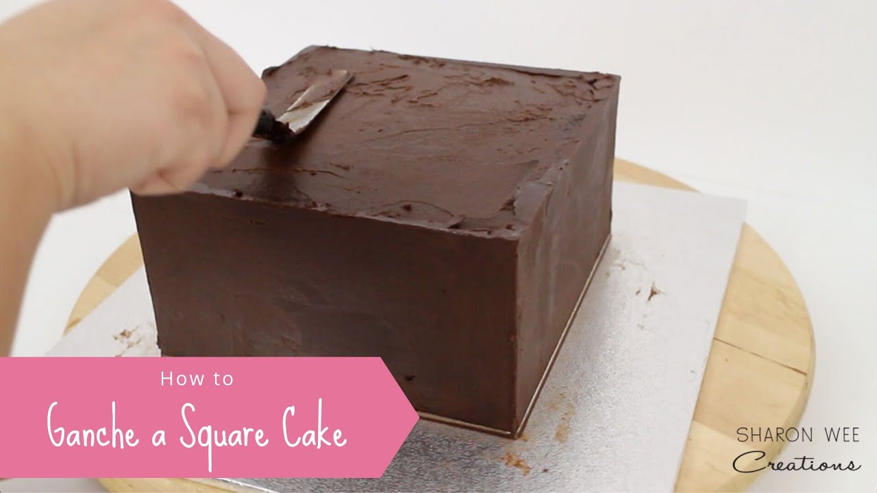 How to ganache a square cake with sharp edges 