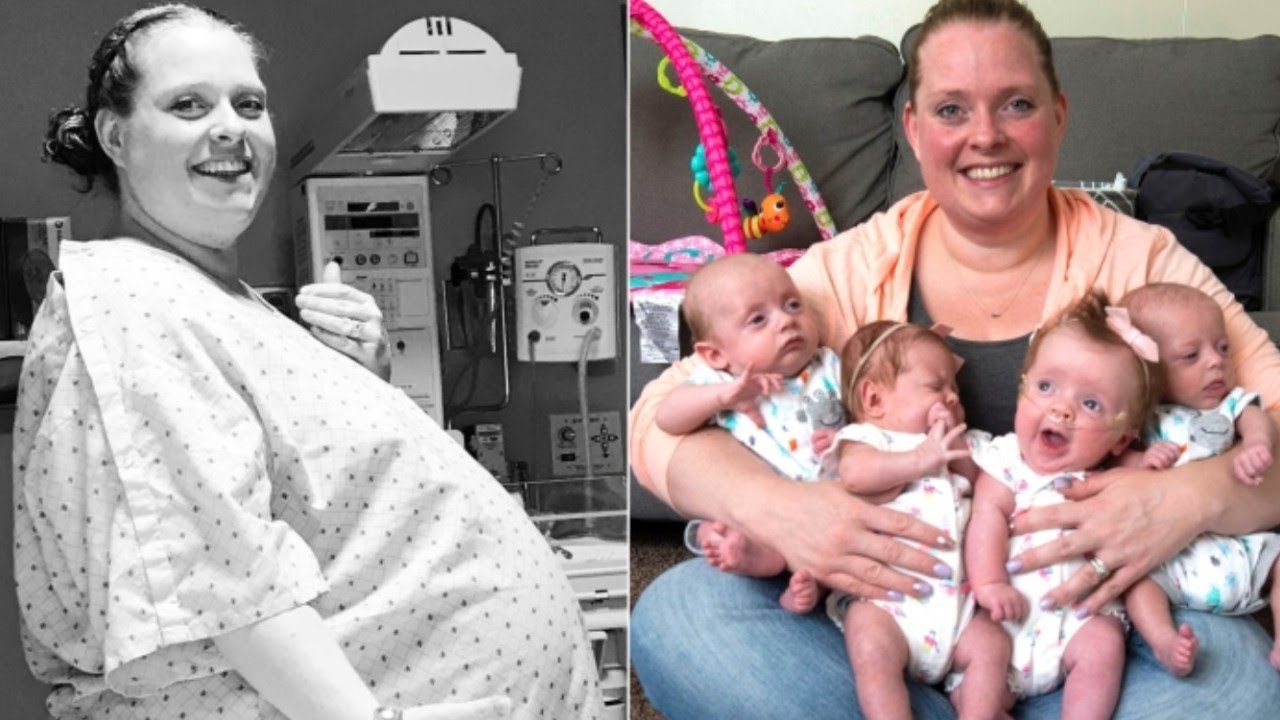 „Eine Frau, Mutter von Drillingen, bekommt nach zehn Jahren Vierlinge.