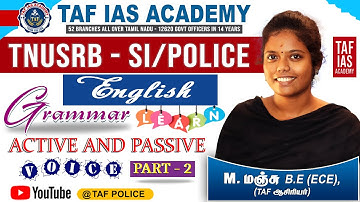SI & POLICE | ENGLISH GRAMMAR CLASS | ACTIVE AND PASSIVE VOICE PART - 02 | 1 QUESTION CONFIRM