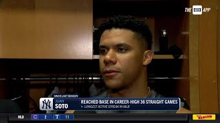 Juan Soto after a win and his first Yankees home run